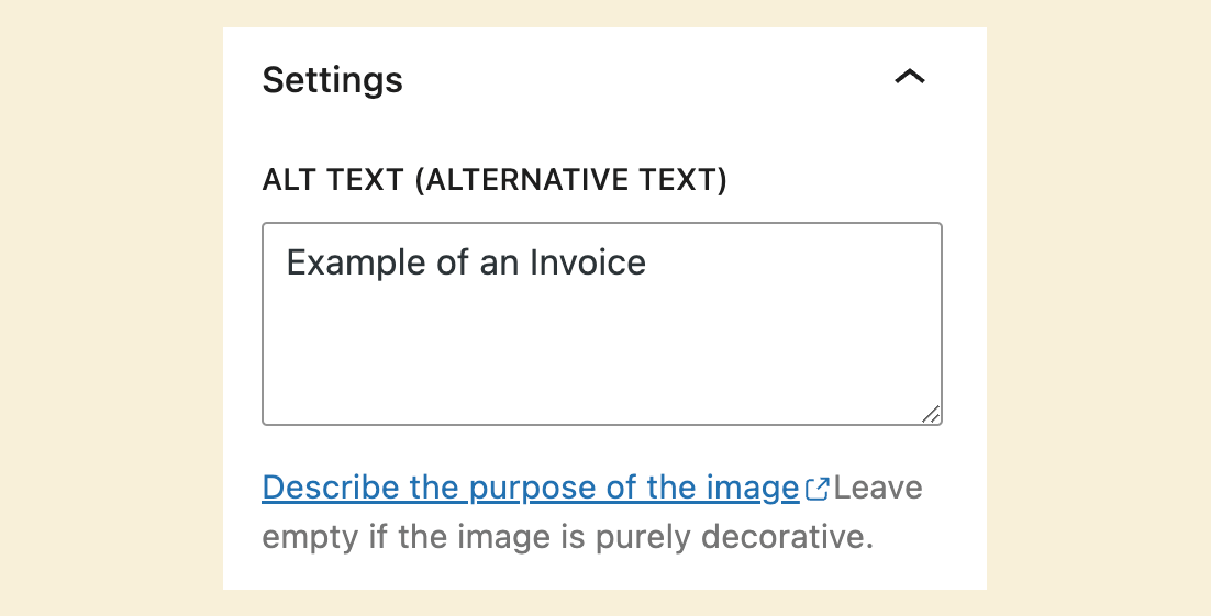 Image Block "Alt Text" Setting