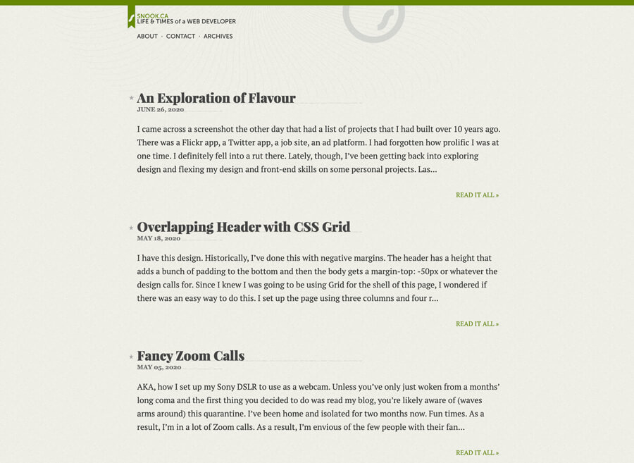 Snook.ca website as a blog roll example