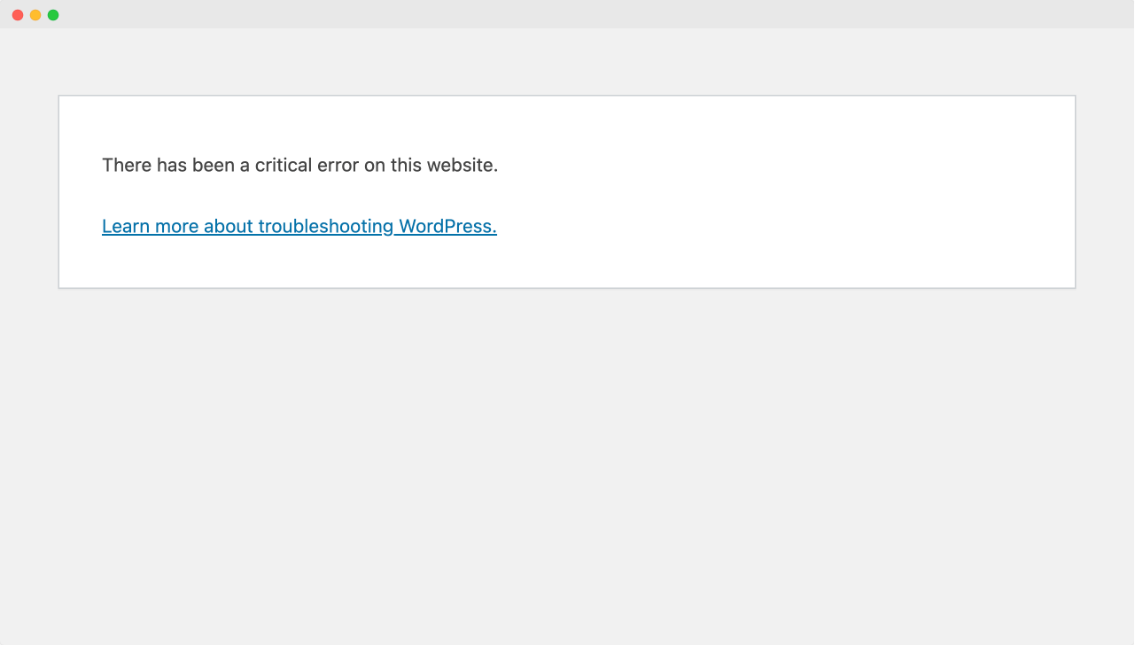 WordPress Critical Error