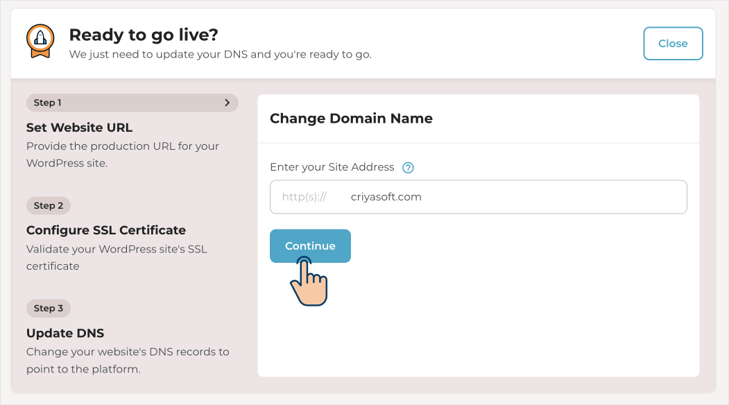Enter the domain name